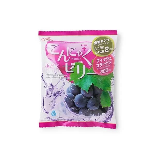 Желе фруктовое из конняку со вкусом винограда с натуральным соком и коллагеном, Yukiguni, 6x18 г, Япония