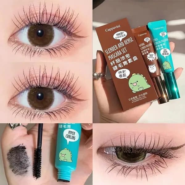 Тушь для ресниц Cappuvini SLENDER AND DENSE MASCARA , с эффектом объема и разделения, пластиковая кисточка, тон 02, коричневый, 8мл.