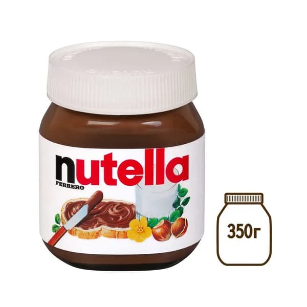Шоколадно-ореховая паста Nutella 350гр в стеклянной банке