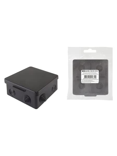 Распаячная коробка ОП 100х100х55мм, крышка, IP54, 8вх., черная, TDM SQ1401-0913, 2 шт