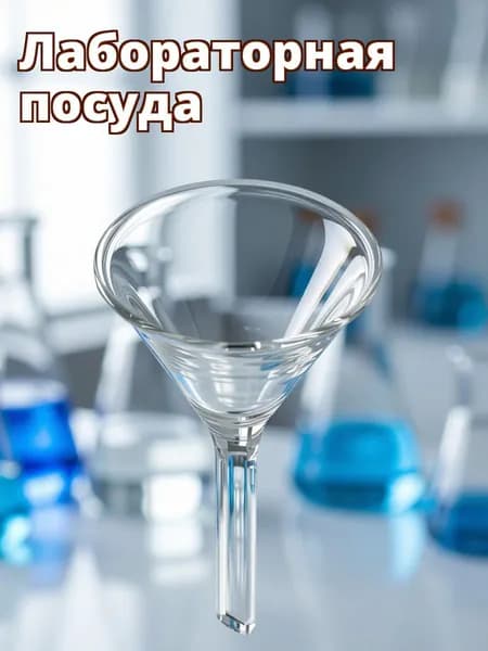 Треугольная лабораторная воронка из стекла для аналитической химии 40 мм прозрачная