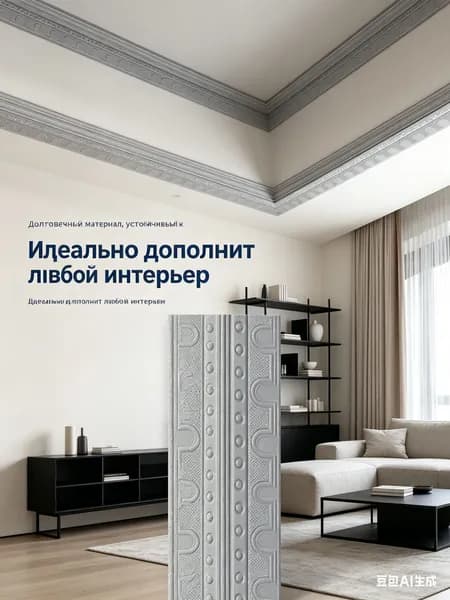 Плинтус потолочный самоклеящийся гибкий ПВХ, декоративный бордюр для стен и обоев,2.3 m