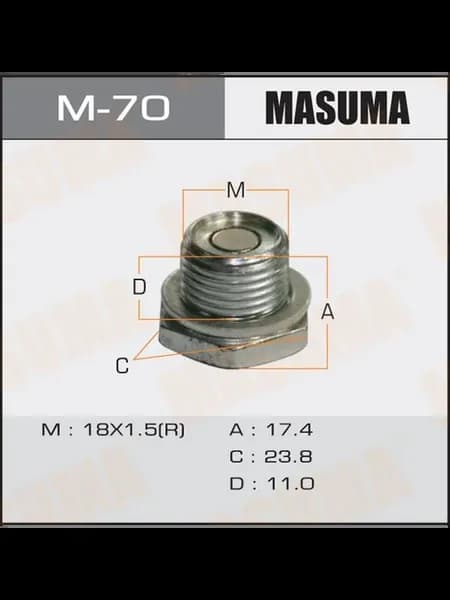 Пробка сливная AT с магнитом (с шайбой) 18x1.5mm, M-70