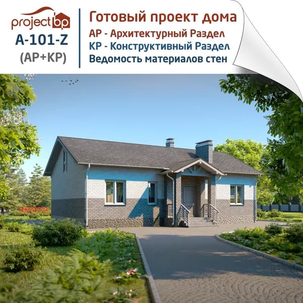 Проект одноэтажного дома с просторной гостиной и камином