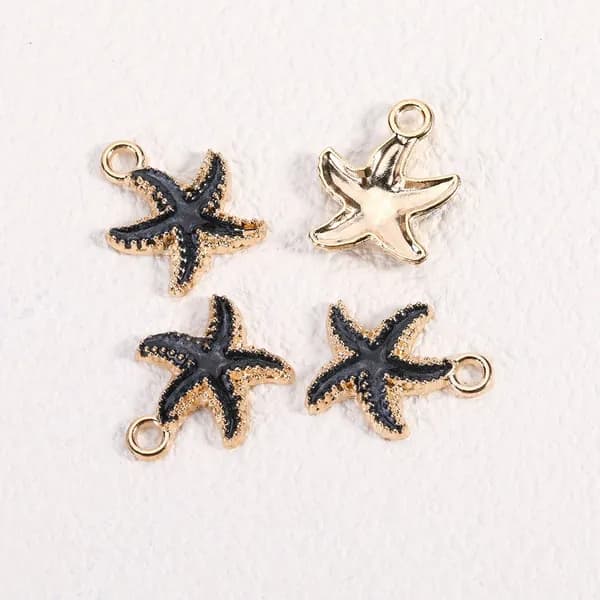 Кулоны-морские звёзды из сплава, подвески для бижутерии и брелоков 15*18mm 5шт черный