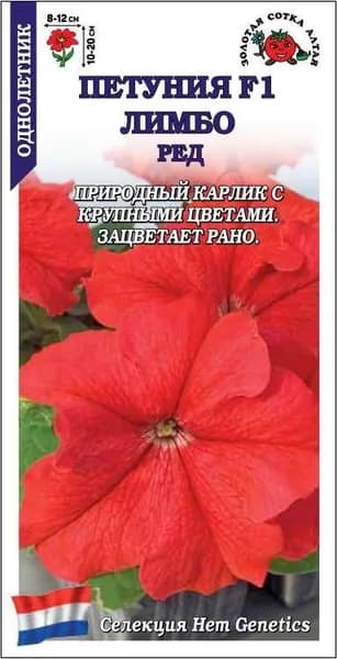 Петуния Лимбо Ред F1 /Сотка/ 10шт/ красн. h-20см d-12см/