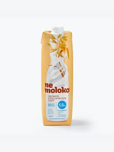 Растительный напиток овсяный классический лайт 1,5% 1 л, Nemoloko, обогащенный кальцием и витамином В2