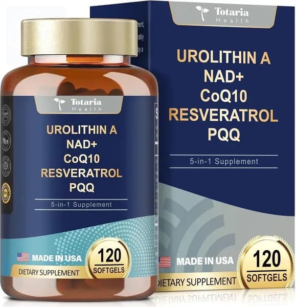 Totaria Urolithin A Supplement 1000mg with NAD+,CoQ10,Resveratrol,PQQ, 120 капсул из США