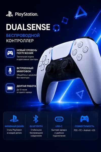 Геймпад для PS 5 DualSense White Беспроводной геймпад