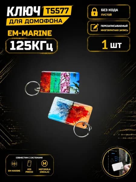 Ключ для домофона T5577 "Времена года" эпоксидный, перезаписываемый, 125 кГц. Брелок-заготовка для копирования Em-Marine (1 шт.)