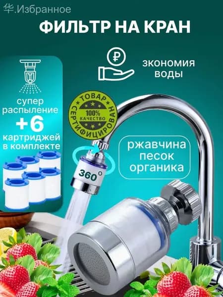 Фильтр для воды для кухни дачи водосберегающий и сменные картриджи- Удачи