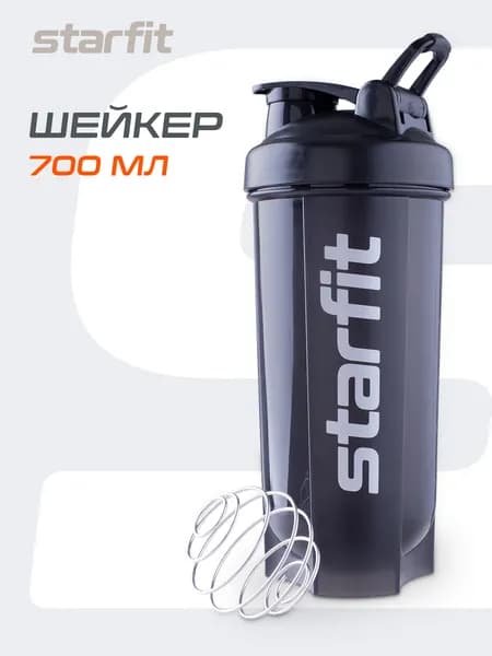 Шейкер для протеина STARFIT, серый/черный