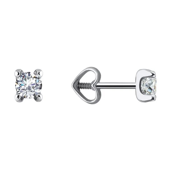 Серьги из белого золота DIAMANT-ONLINE с фианитом 585 пробы