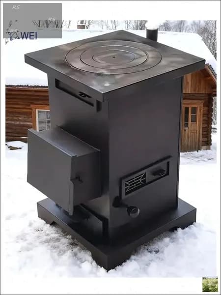 Отопительная дровяная чугунная печь для дома и дачи, гаража, теплице, длительное горение