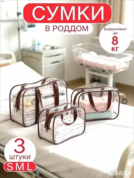 Сумки в роддом для беременных для мамы комплект 3 шт матовые