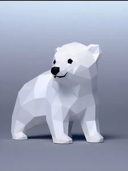 Набор для сборки полигональной фигуры "Медвежонок" / 3D модель / В наборе ножницы, линейка, клей