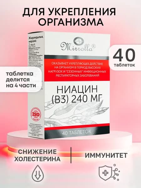 Ниацин никотиновая кислота (Витамин B3), 40 таблеток