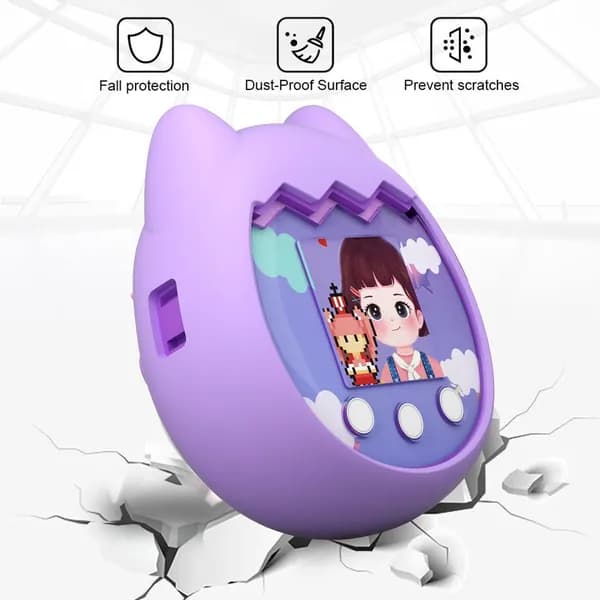 Силиконовый чехол для Tamagotchi Pix с котиком и ремешком, водонепроницаемый и ударопрочный