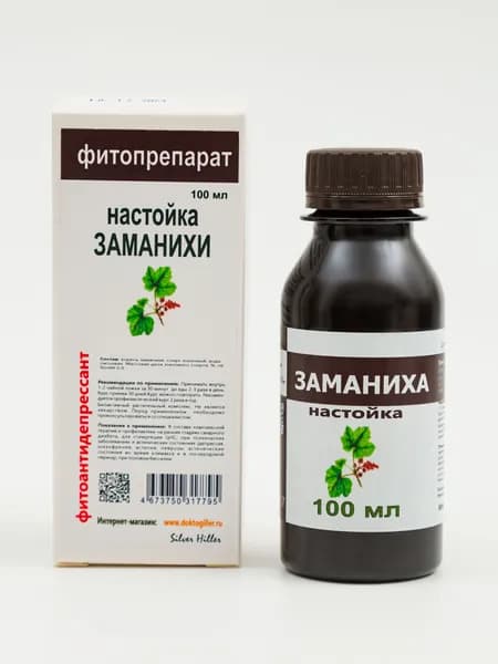 Настойка заманихи корень при депрессиях, климаксе, неврозах, мужском половом бессилии, 100 мл, Silver Hiller