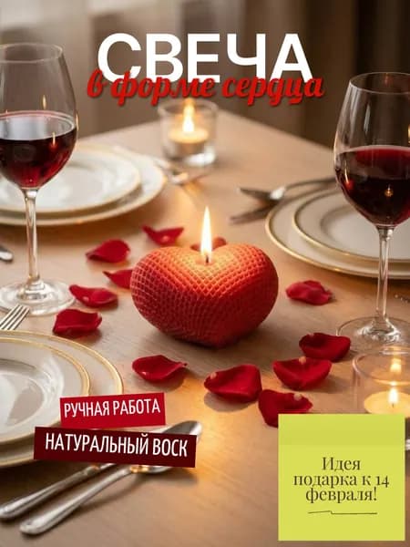Свеча "Сердце" восковая натуральная