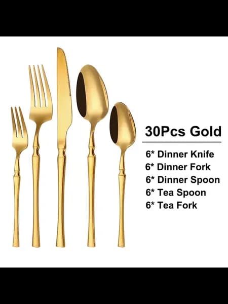 Набор столовых приборов золотой 30pcs Gold