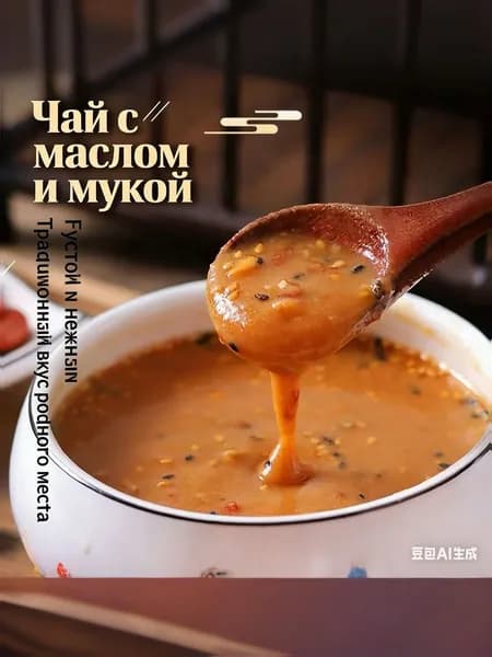 ча-ю мянь (жареная пшеничная мука с растительным маслом и орехами, используется для приготовления горячего напитка), 40 г * 5 пакетов(200 г)