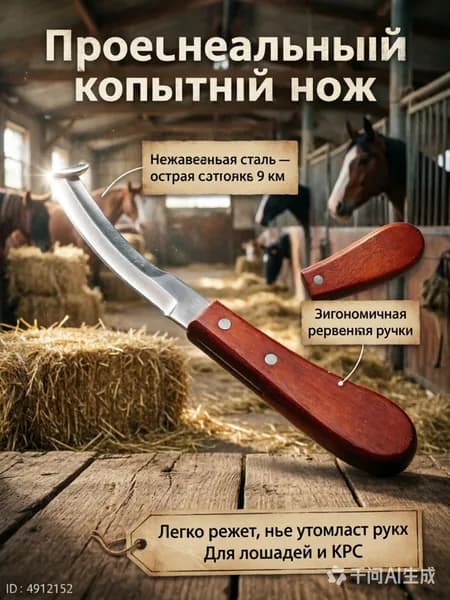 Нож для обрезки и чистки копыт для копытных животных - лошадей, овец, коз, верблюдов, коней