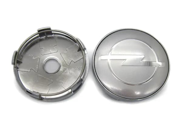Колпачок заглушка на литой диск Opel silver/chrome logo 60/56/9 мм, 1шт.