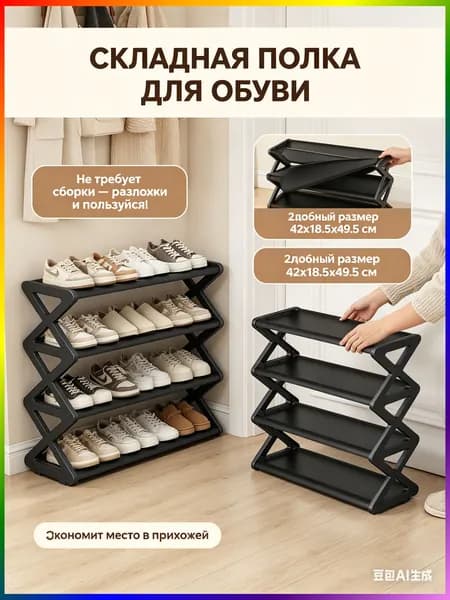 Этажерка для обуви, Пластик, 42х18.5х49.5 см
