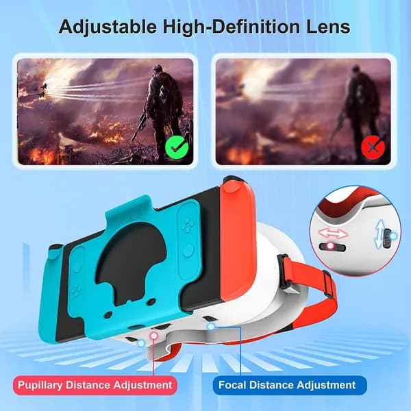 VR-очки для Nintendo Switch OLED, эргономичные, регулировка МЗР и диоптрий до 8 дптр