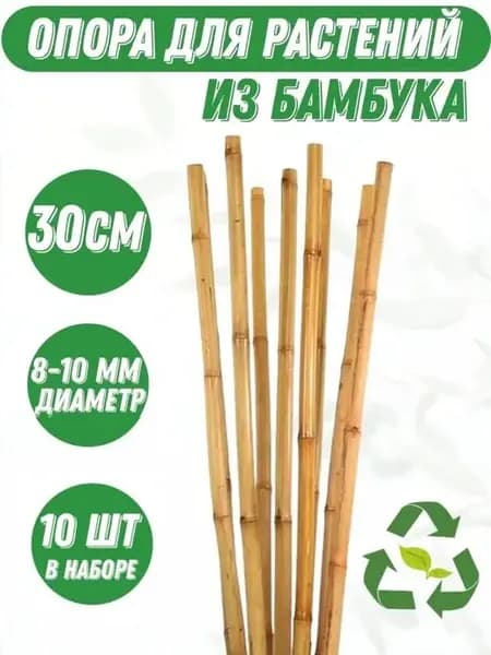 Опора для растений и цветов колышки бамбук 30 см, 10 шт