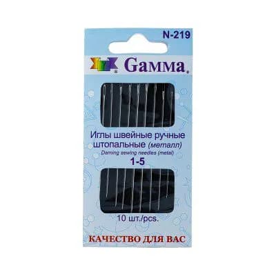 Иглы для шитья "Gamma" N-219 для штопки №1-5, 10 шт. в конверте с прозрачным дисплеем