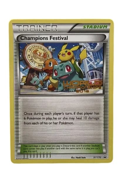Фестиваль Coach Card Championship Festival XY176 Pokemon Stadium TCG2016 World Championship Плюс Бесплатная прозрачная защита карты