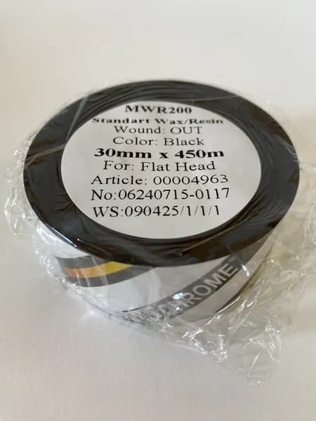 Риббон 30мм х 450м Черный WAX/RESIN Смесь MWR200, вт.1", OUT, 1 рулон