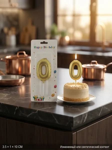 Свеча для торта "Цифра 0", L3,5 W1 H10 см