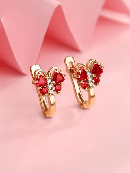 Детские серьги бабочки серебро 925 с фианитами