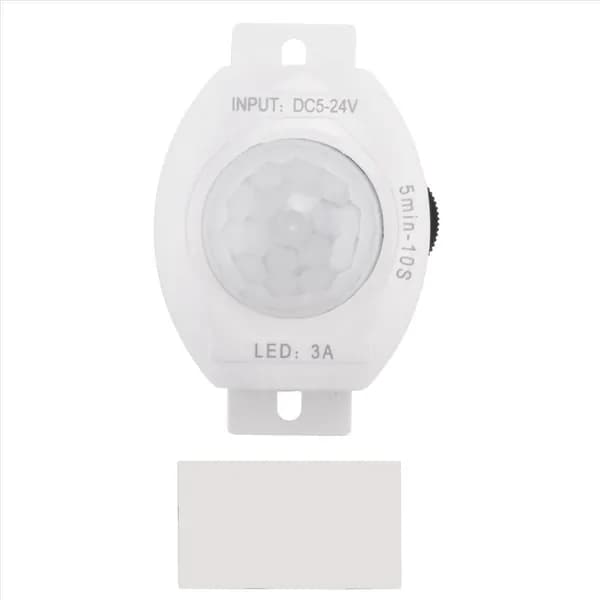 PIR-инфракрасный датчик движения DC5-24V / Авто вкл./выкл., таймер для "LED" подсветки, белый