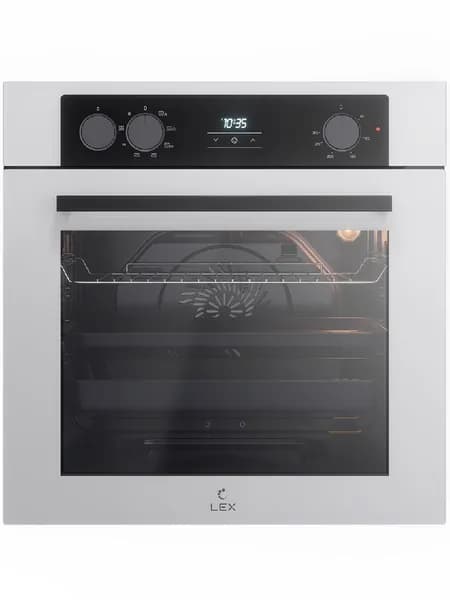Духовой шкаф электрический Lex EDP 080 WH Steam, 72 л, режимы пара, гриля и конвекции, дисплей, утапливаемые ручки