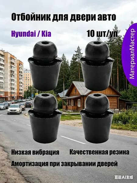 Отбойник для двери автомобилей Hyundai / Kia - 10 шт, Демпфер / амортизатор для дверей резиновый автомобильный
