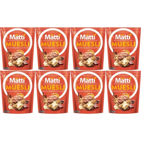Мюсли Matti шоколадное ассорти 250 г, набор: 8 штук