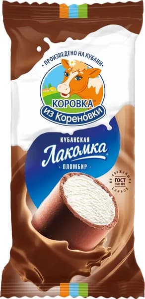 Мороженое пломбир в шоколаде Лакомство 90 г, Коровка из Кореновки