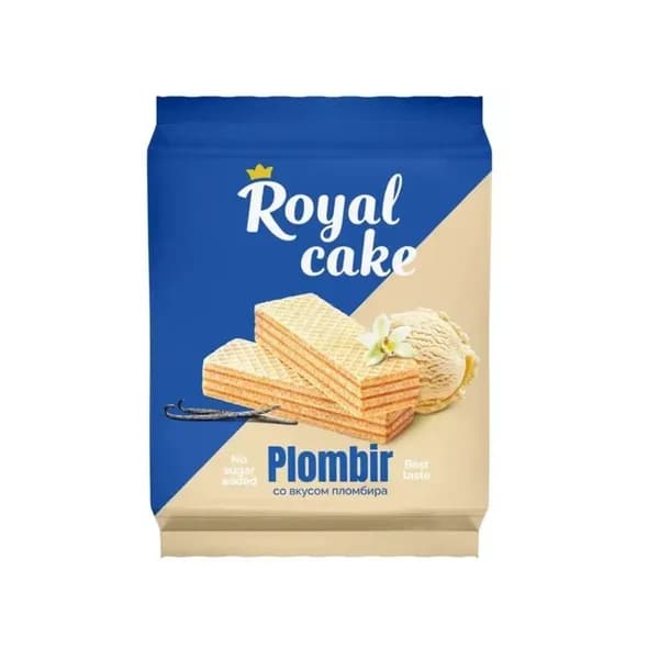 Royal Cake Вафли Plombir на сорбите, со вкусом пломбира, 120 гр/