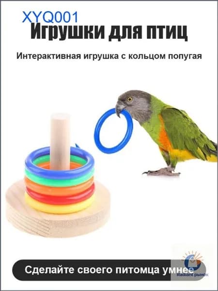 Качественный интерактив с кольцом, для попугаев
