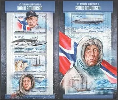 Марки "2018 год, Сьерра Леоне. 90 лет со дня исчезновения Руаля Амундсена."