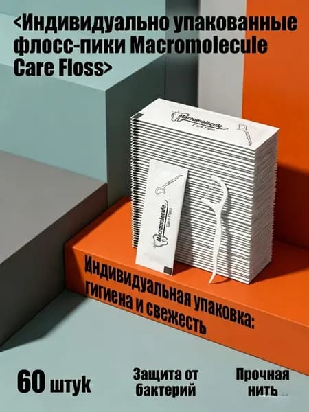 Зубная нить в индивидуальной упаковке 60 шт хитовый объём, супертонкая, не травмирует дёсны