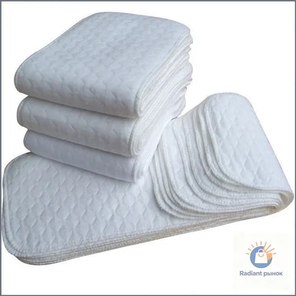 Premium Soft Подгузники для новорожденных, 100% хлопок, ультра-тонкие. Впитывающие трехслойные - Вкладыши для многоразовых подгузников марлевые хлопковые, комплект 5 штук