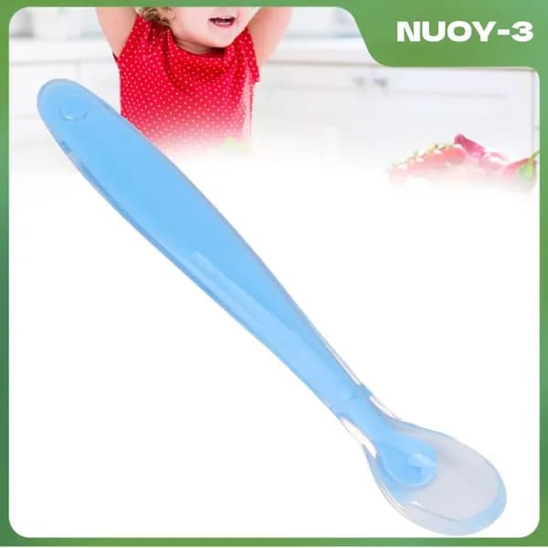 Baby Silicone Spoons, эластичный и антибактериальный, для младенцев синий