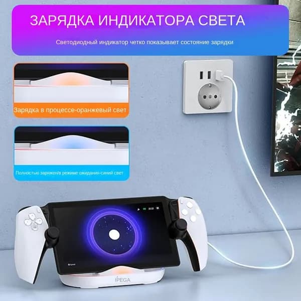 Зарядная док-станция с RGB-подсветкой Зарядная подставка с зарядным кабелем Зарядная станция для Sony PlayStation Portal Портал PS5