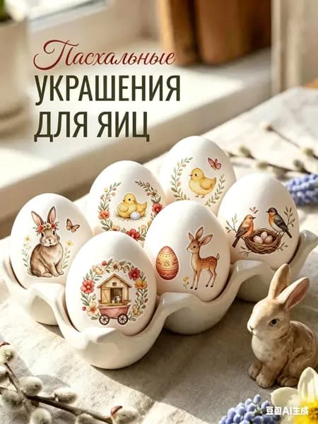 Переводные тату пасхальные наклейки для яиц