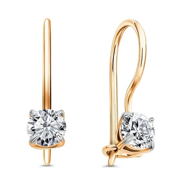 Серьги детские с фианитами из красного золота 375 пробы 585GOLD
